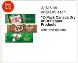 Walgreens 12-Pack Canada Dry or Dr Pepper Products offer