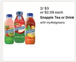 Walgreens Snapple Tea or Drink offer