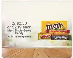 Walgreens MARS Single Serve Candy offer