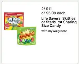 Walgreens Life Savers, Skittles or Starburst Sharing Size Candy offer