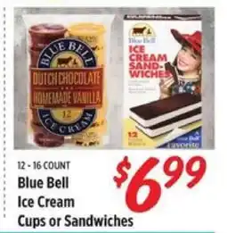 Rouses Blue Bell Ice Cream Cups or Sandwiches offer