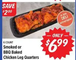 Rouses Smoked or BBQ Baked Chicken Leg Quarters offer