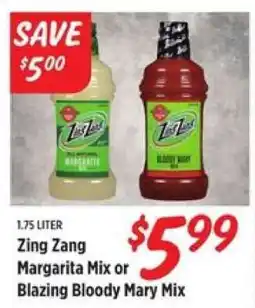 Rouses Zing Zang Margarita Mix or Blazing Bloody Mary Mix offer