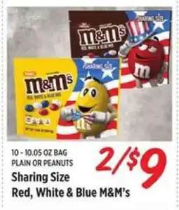 Rouses Sharing Size Red, White & Blue M&M's offer