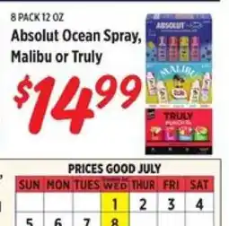Rouses Absolut Ocean Spray, Malibu or Truly offer