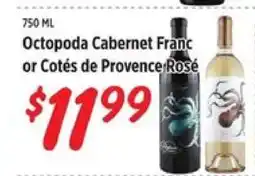 Rouses Octopoda Cabernet Franc or Cotés de Provence Rosé offer