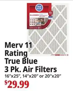 Ocean State Job Lot Merv 11 Rating True Blue 3 Pk. Air Filters offer