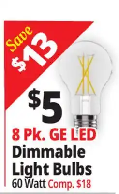 Ocean State Job Lot 8 Pk. GE LED Dimmable Light Bulbs offer