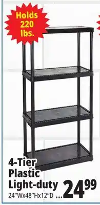 Ocean State Job Lot 4-Tier Plastic Shelving Unit 48 offer