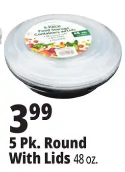 Ocean State Job Lot Food Storage 48 oz Round Containers with Lids 5 Count offer