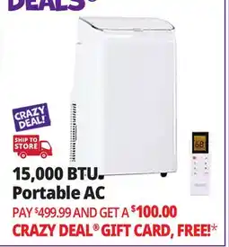 Ocean State Job Lot DENBIG 15 000 BTU ASHRAE Portable Air Conditioner White offer