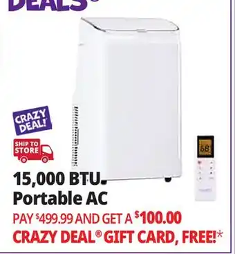 Ocean State Job Lot DENBIG 15 000 BTU ASHRAE Portable Air Conditioner White offer