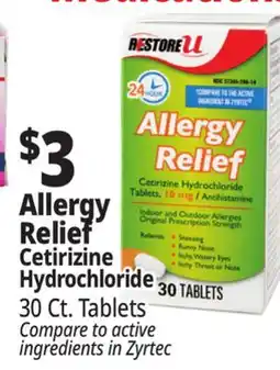 Ocean State Job Lot Allergy Relief Cetirizine Hydrochloride offer