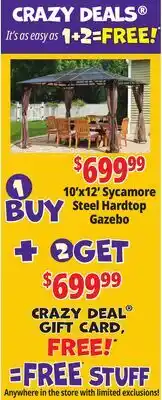 Ocean State Job Lot ShelterLogic 10' x 12' Sycamore Steel Frame Gazebo with Hardtop Roof Dark Coffee offer