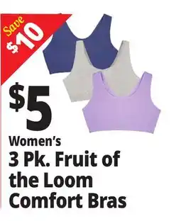 Ocean State Job Lot Women's 3 Pk. Fruit of the Loom Comfort Bras offer