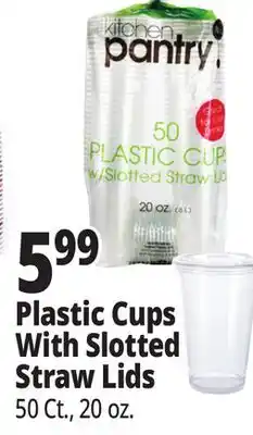 Ocean State Job Lot Plastic Cups With Slotted Straw Lids offer