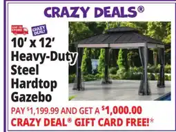 Ocean State Job Lot Real Living 10' x 12' Heavy-Duty Steel Hardtop Gazebo Black offer