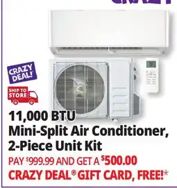 Ocean State Job Lot 11,000 BTU Mini-Split Air Conditioner, 2-Piece Unit Kit offer