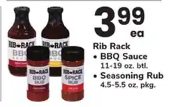 ACME Rib Rack BBQ Sauce, 11-19 oz. btl. or Seasoning Rub, 4.5-5.5 oz. pkg offer