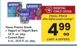 ACME Yasso Frozen Greek Yogurt or Yogurt Bars 14 fl. oz. pkg. Crunch Bars 4 ct., 10.6 fl. oz. pkg offer