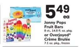 ACME Jonny Pops Fruit Bars 8 ct., 14.8 fl. oz. pkg. or Overjoyed Crème Brulée 7.1 oz. pkg., frozen offer