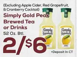 DeCicco & Sons Simply Gold Peak Brewed Tea or Drinks offer