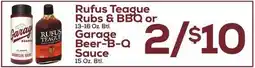 DeCicco & Sons Rufus Teague Rubs & BBQ or Garage Beer-B-Q Sauce offer