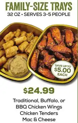 DeCicco & Sons Traditional, Buffalo, or BBQ Chicken Wings Chicken Tenders Mac & Cheese offer