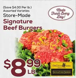 DeCicco & Sons Store-Made Signature Beef Burgers offer