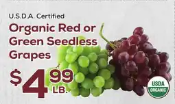 DeCicco & Sons Organic Red or Green Seedless Grapes offer