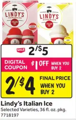 Stop&Shop Lindy's Italian Ice offer