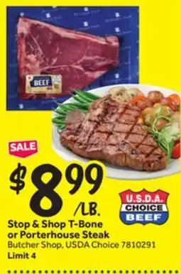 Stop&Shop Stop & Shop T-Bone or Porterhouse Steak offer