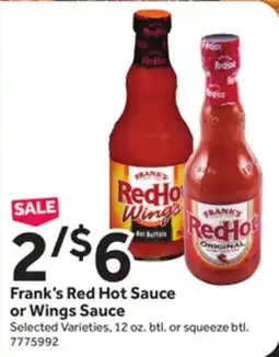Stop&Shop Frank's Red Hot Sauce or Wings Sauce offer