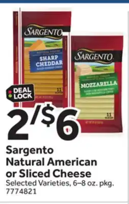 Stop&Shop Sargento Natural American or Sliced Cheese offer