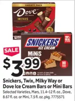 Stop&Shop Snickers, Twix, Milky Way or Dove Ice Cream Bars or Mini Bars offer