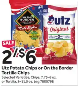 Stop&Shop Utz Potato Chips or On the Border Tortilla Chips offer