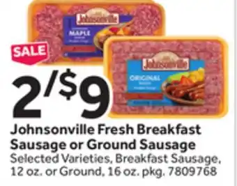 Stop&Shop Johnsonville Fresh Breakfast Sausage or Ground Sausage offer