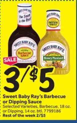 Stop&Shop Sweet Baby Ray's Barbecue or Dipping Sauce offer