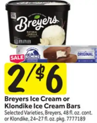 Stop&Shop Breyers Ice Cream or Klondike Ice Cream Bars offer