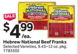 Stop&Shop Hebrew National Beef Franks offer
