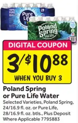 Stop&Shop Poland Spring or Pure Life Water offer