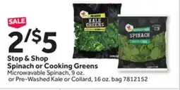 Stop&Shop Stop & Shop Spinach or Cooking Greens offer