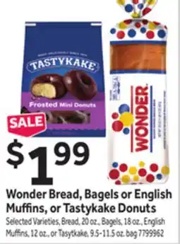 Stop&Shop Wonder Bread, Bagels or English Muffins, or Tastykake Donuts offer