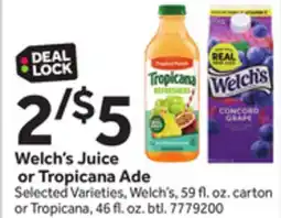 Stop&Shop Welch's Juice or Tropicana Ade offer