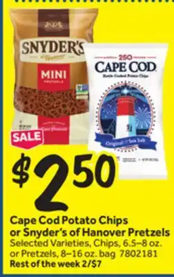Stop&Shop Cape Cod Potato Chips or Snyder's of Hanover Pretzels offer