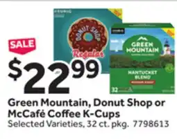 Stop&Shop Green Mountain, Donut Shop or McCafé Coffee K-Cups offer
