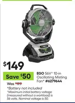 Lowe's 56VG 10-in Oscillating Misting Fan offer