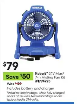Lowe's Kobalt 24V Max⁶ 7-in Misting Fan Kit offer