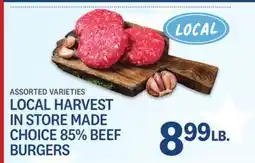Kings Food Markets LOCAL HARVEST IN STORE MADE CHOICE 85% BEEF BURGERS offer