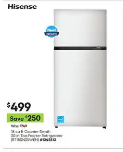 Lowe's 18-cu ft Counter-Depth 30-in Top-Freezer Refrigerator offer